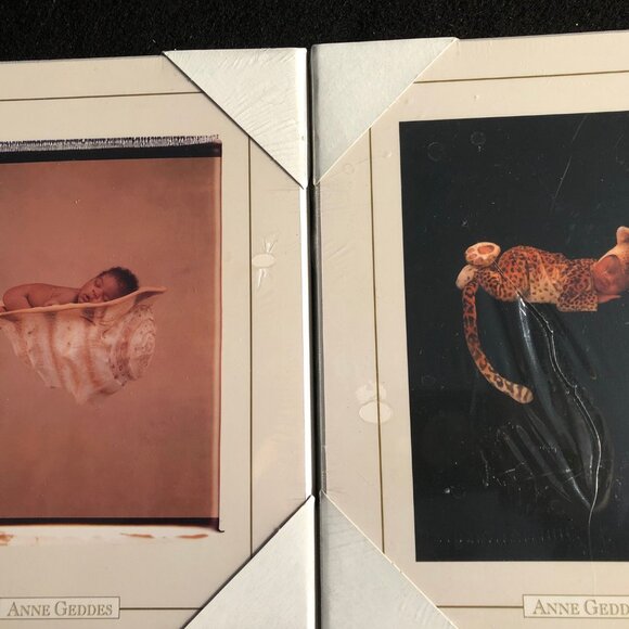 Two Anna Geddes wood wall plaques babies photo prints wall decor small - Picture 2 of 5